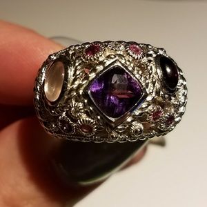 Judith Ripka ~ Multi-Gemstone Purples & Pinks Ring